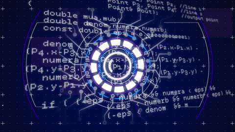 Futuristic Digital Interface with Scrolling Code Display