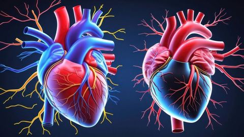 3d illustration of human hearts on digital background, cardiovascular diseases theme