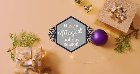 Festive Holiday Greeting with Gift Boxes and Decorations