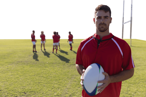 confident rugby player holding ball on field transparent background - Download Free Stock Videos Pikwizard.com