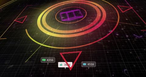 Digital Social Media Analytics Interface with Neon Graphics