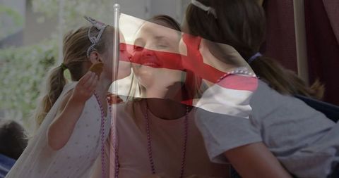 Joyful Family Moments with Children, Flag and Love