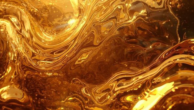 Swirling Molten Gold Liquid with Reflective Metallic Texture
