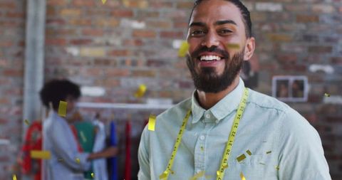 Confident Fashion Designer in Creative Studio Space