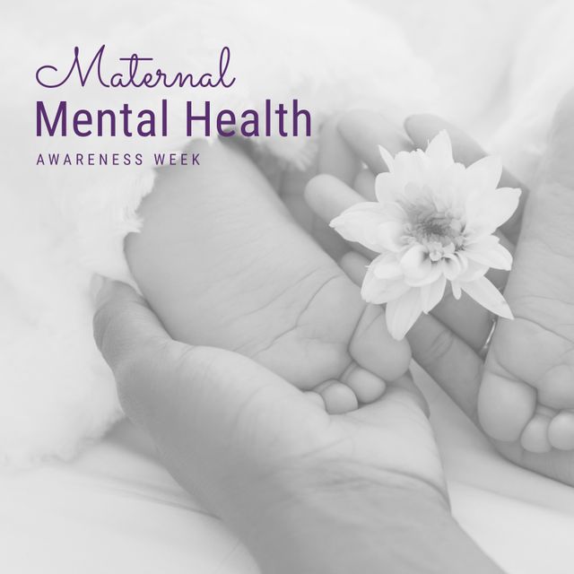 Maternal Mental Health Awareness Week Overlays Baby Feet And Mother's Hands - Download Free Stock Templates Pikwizard.com