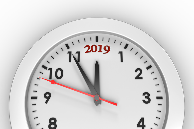 Transparent 2019 Clock with Red Hands on Black Background - Download Free Stock Videos Pikwizard.com