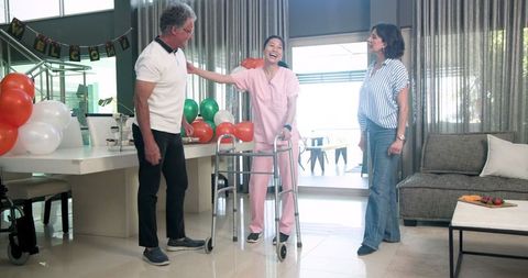 Celebratory Gathering in Rehabilitation Center Welcoming Patients