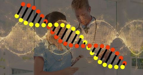 Genetic Research Team Analyzing Digital DNA Data