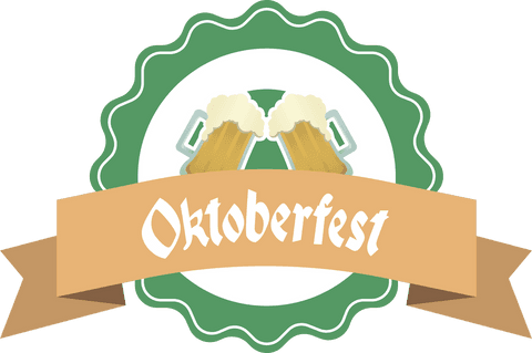Transparent oktoberfest badge with beer mugs and ribbon