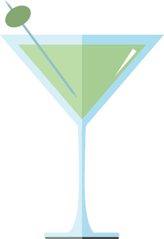 Transparent Martini Glass with Olive Icon Vector Art