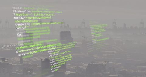 Data Processing Interface Overlooking Urban Cityscape - Download Free Stock Images Pikwizard.com