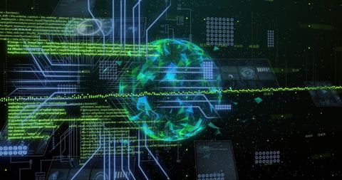 Futuristic Digital Network with Globe and Data Streams - Download Free Stock Images Pikwizard.com