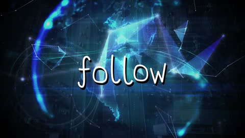 Animated Follow Text on Digital Globe Background