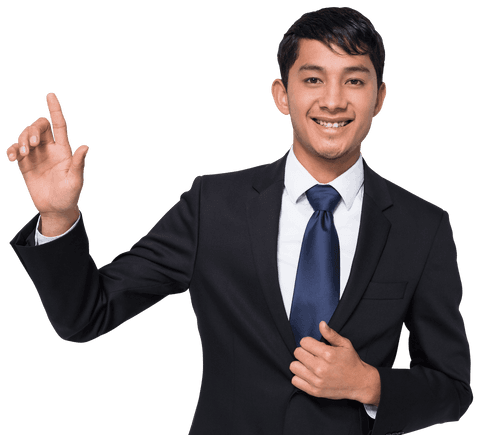 Cheerful Businessman Pointing Up on Transparent - Download Free Stock Videos Pikwizard.com
