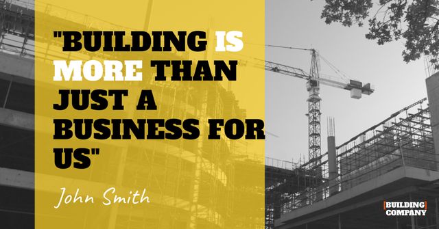 Inspirational Construction Quote with Building Site Background - Download Free Stock Templates Pikwizard.com