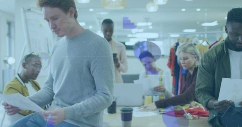 Creative Brainstorming Session in Modern Open-Plan Office