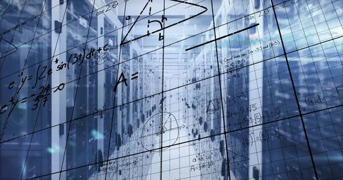 Equation-Applied Data Center with Futuristic Digital Overlay - Download Free Stock Images Pikwizard.com