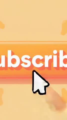 Vertical animated cursor tapping Subscribe button on orange banner for mobile video CTA