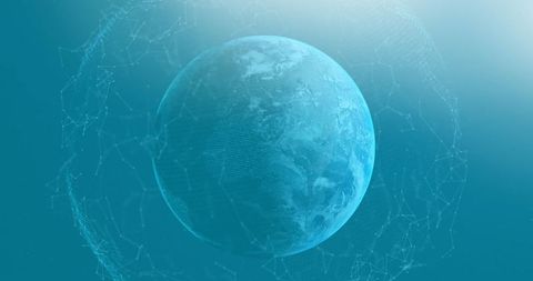 Digital Globe with Abstract Network Overlay on Blue Background - Download Free Stock Images Pikwizard.com