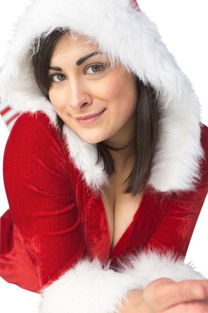 Smiling Ethnic Woman in Christmas Santa Dress on Transparent Background - Download Free Stock Videos Pikwizard.com