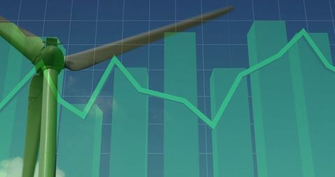 Renewable energy investment growth with wind turbine