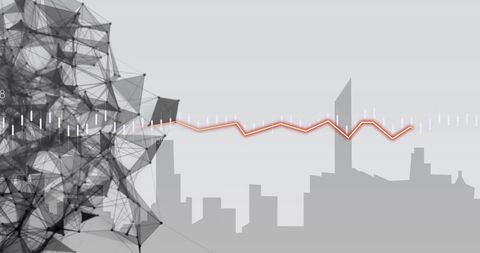 Digital Data Processing with Cityscape Silhouette - Download Free Stock Images Pikwizard.com