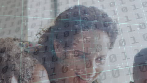 Teacher Engaging Students in Coding Lesson with Digital Overlay