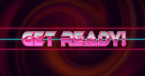 Futuristic get ready text with digital glitch effect