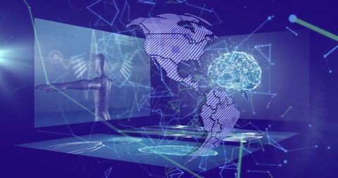 Digital Brain Mapping with Global Network Overlay - Download Free Stock Images Pikwizard.com
