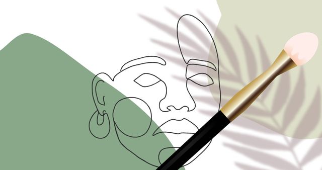 Abstract Face Design with Brush on Green Background - Download Free Stock Images Pikwizard.com