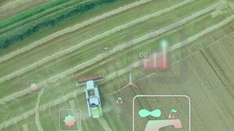 Futuristic Farm with Eco Technologie Overlays