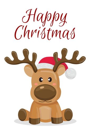 Cute Christmas Reindeer with Santa Hat for Festive Greetings - Download Free Stock Templates Pikwizard.com