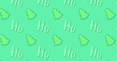 Festive Christmas Tree and Ho Ho Ho Pattern on Green Background