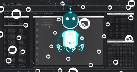 AI Chatbot and Data Processing Interface with Global Connections - Download Free Stock Images Pikwizard.com