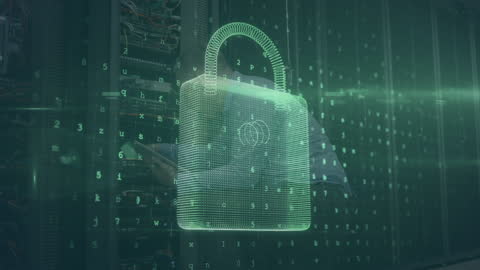 Animated Cybersecurity Concept with Digital Padlock