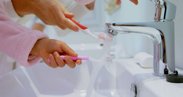 Morning Routine With Children Brushing Teeth in Bathroom - Download Free Stock Images Pikwizard.com