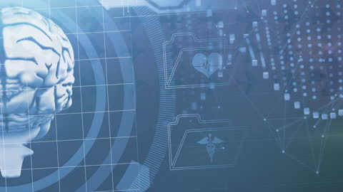 Futuristic Digital Interface with Brain and Global Network