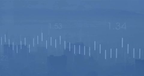 Abstract Cityscape with Financial Growth Graph Overlaid