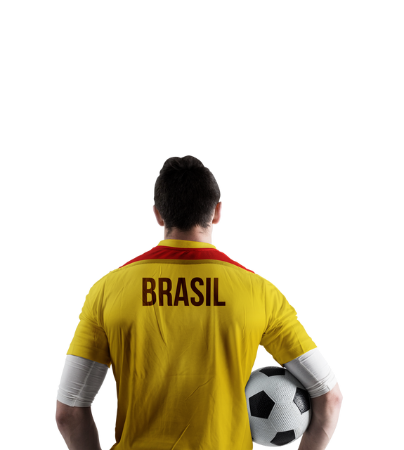 Transparent Back View Brazil Football Player Holding Soccer Ball - Download Free Stock Videos Pikwizard.com