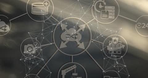 Digital Network Connections with Business Technology Icons