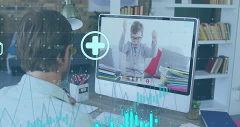 Virtual Learning with Digital Interface Elements Overlay