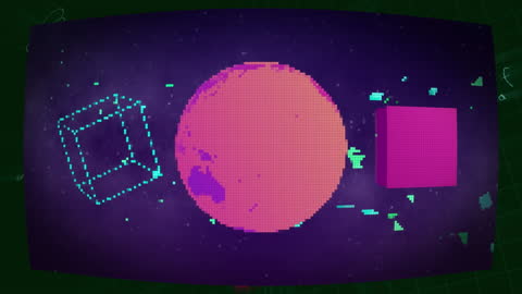 Holographic Animation of 3D Geometric Shapes with Globe and Math Equations