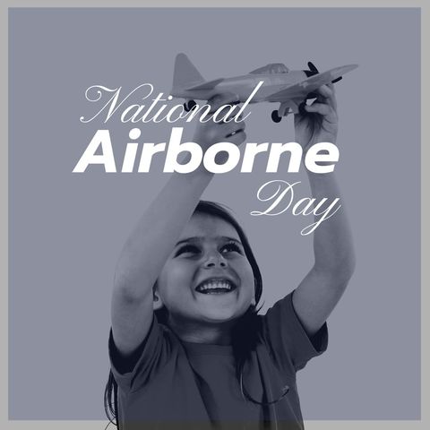 girl celebrating national airborne day holding toy airplane - Download Free Stock Templates Pikwizard.com