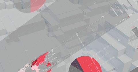 Futuristic data visualization interface with 3d elements