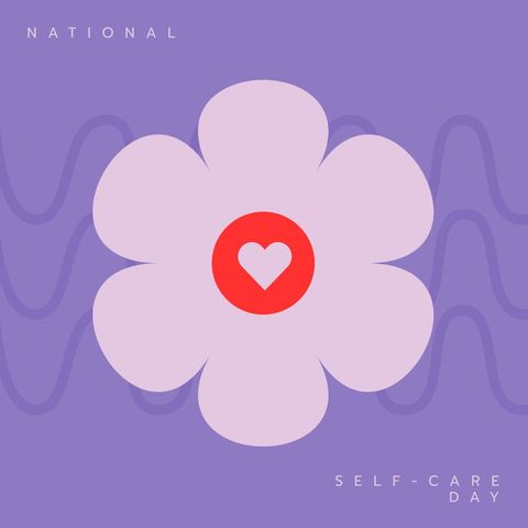 National Self-Care Day Graphic with Heart and Flower - Download Free Stock Templates Pikwizard.com
