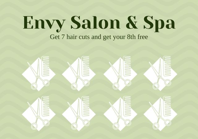 Salon Loyalty Card Template with Scissors and Combs Motif for Beauty Promotions - Download Free Stock Videos Pikwizard.com