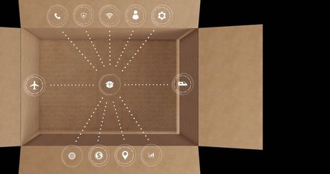 Cardboard Box Displaying Digitally Generated Global Data Network - Download Free Stock Images Pikwizard.com