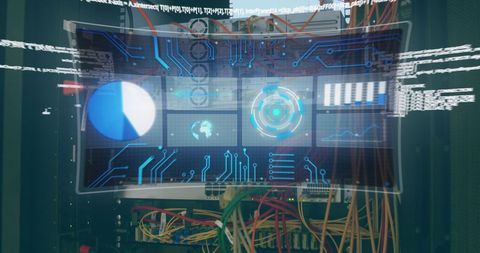 digital interface with data processing and network wires - Download Free Stock Images Pikwizard.com