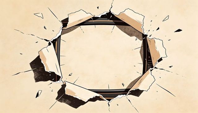 Torn paper burst revealing octagonal frame vintage parchment background for design