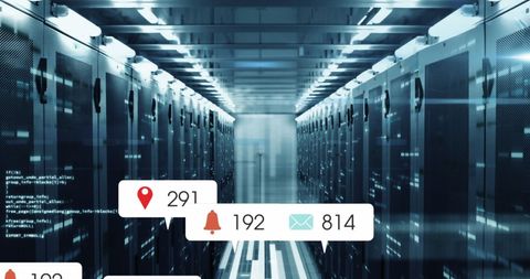 Digital Interface with Social Media Analytics Over Servers - Download Free Stock Images Pikwizard.com